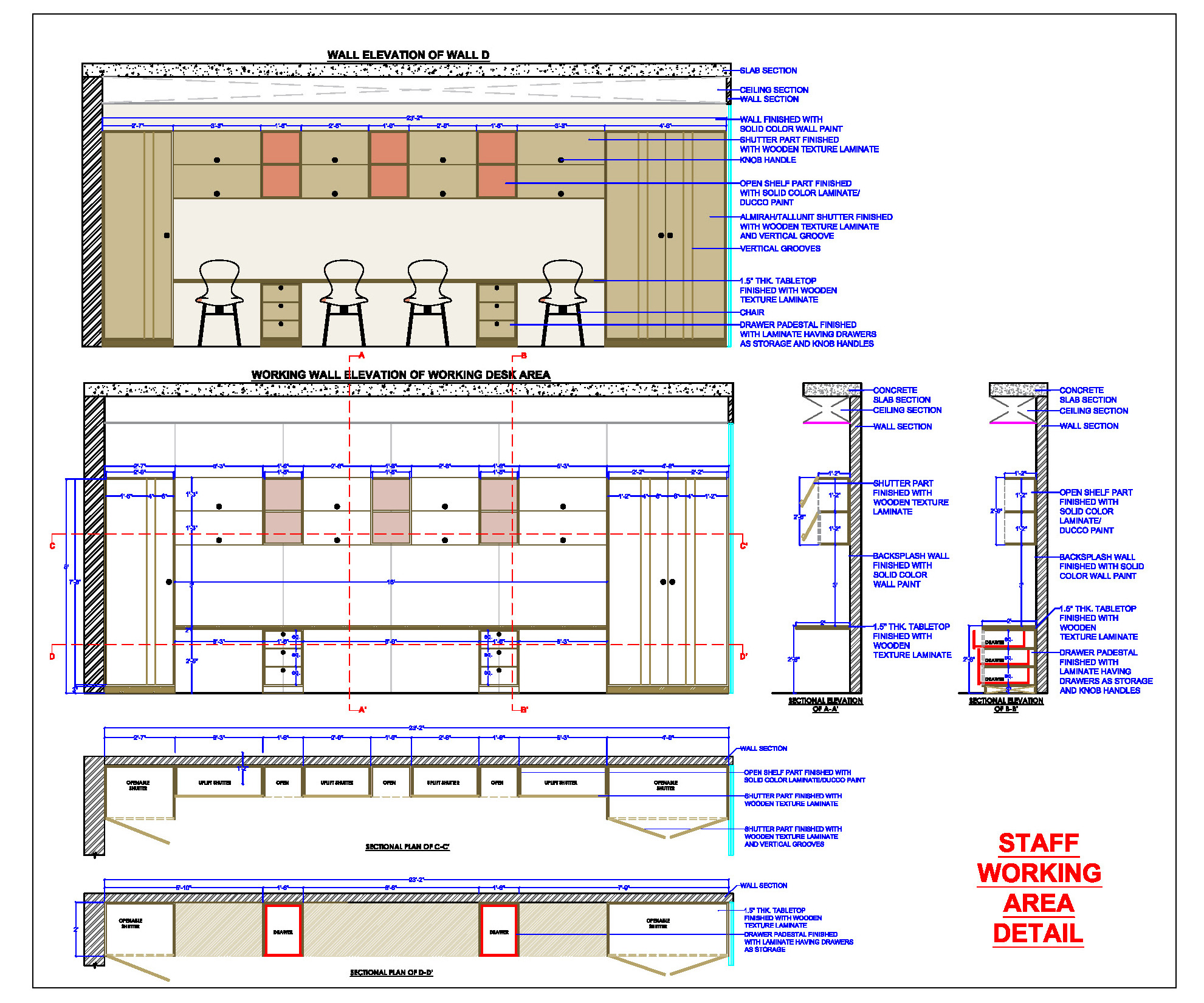 Organized Office Staff Working Space- DWG Detail